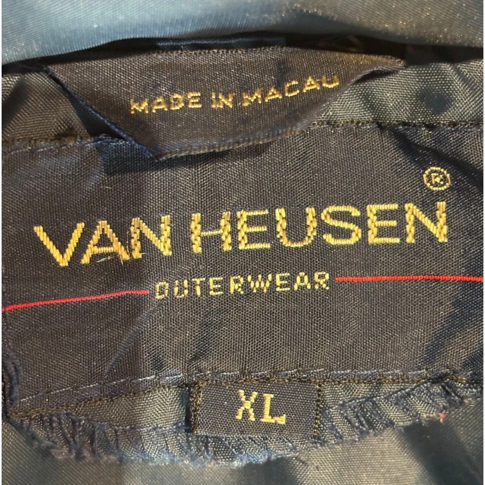 Van Heusen Mens XL Navy Blue Nylon Full‎ Zip Windbreaker Jacket Lightweight XL